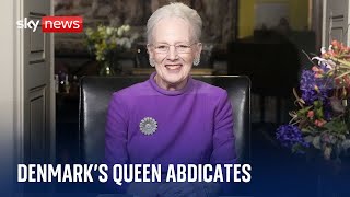 Denmarks queen abdicates after 52 years on the throne [upl. by Ardnuahc]