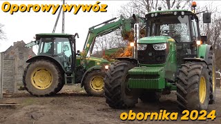 🔥Sezon 2024⛔Oporowy wywóz obornika na pryzmę 2024 na wesoło🔥Dron w oborze✔2x John Deere💪GrBajodek✔ [upl. by Anaicilef99]