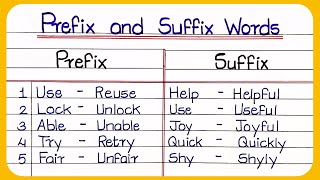 Prefix and Suffix in english  Suffix and Prefix  Suffix words  Prefix words  Suffix word [upl. by Lomax263]