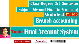 Degree 3rd SemAdvanced Financial Accounting Module 4  Branch accounting  Part15 Easy Accounts [upl. by Cthrine139]