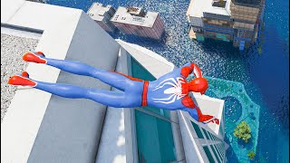 GTA 5 Ragdolls SPIDERMAN JumpsFails in 4K 60FPS 3 Euphoria Physics [upl. by Hadsall]