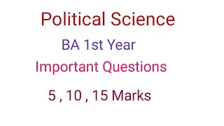 BA 1 Year Political Science Important Questions [upl. by Winer704]