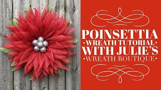 How to Make a Poinsettia Wreath  Poinsettia Flower  Christmas Wreath Tutorial [upl. by Amolap134]