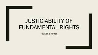 Basics of Indian Constitution Justiciability of fundamental Rights [upl. by Hopper]