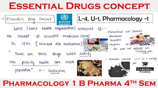 essential drug concept in pharmacology  L4 Unit1  Pharmacology 1  B Pharmacy 4th semester [upl. by Segroeg]