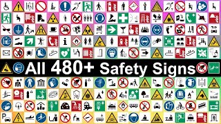 All 480 Safety and Public Signs with their Meanings  Health and Safety at Work [upl. by Suoicserp]