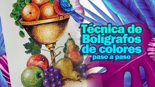 Técnica de BOLÍGRAFOS DE COLORES explicado paso a paso  ArtGio [upl. by Retnuh]