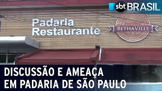 Dono de padaria ameaça cliente após vítima usar notebook no estabelecimento  SBT Brasil 050224 [upl. by Aiynat514]