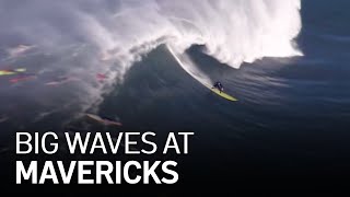 Surfers Ride Big Waves at Mavericks [upl. by Lorre]