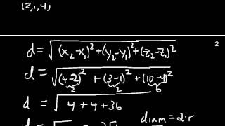 Finding Equation of Sphere 3d coordinates [upl. by Inglis362]