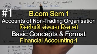 1 Accounts of NonTrading Organisation બિનવેપારી સંસ્થાના હિસાભો  Accounts Formats  Bcom Sem 1 [upl. by Serena]