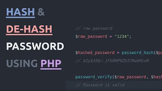 How can we encode a password and store it in the database using php  Hash and dehash a password [upl. by Sardella]