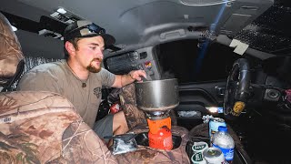 Truck Camping  Spicy Chili Mac In Truck During Severe Heat Advisory [upl. by Ilana834]