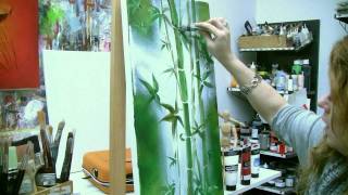 Acrylmalen Malen lernen Anleitung zum Bambus Acrylic painting Tutorial Demo bamboo painting [upl. by Camden]