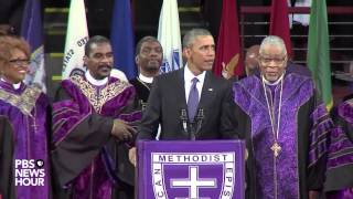 President Obama sings Amazing Grace at Pinckney service [upl. by Jillian]