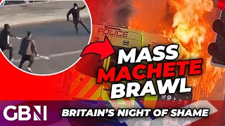 Frantic beachgoers flee MACHETEwielding KNIFEMEN outside theme park the night Britain FELL APART [upl. by Sanburn857]