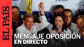 DIRECTO María Corina Machado da mensaje tras los resultados de las elecciones en Venezuela [upl. by Rillings]