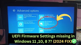 ✅2024 FIX  UEFI Firmware Settings missing in Windows 11 10 8 7  How To Fix Missing UEFI Firmware [upl. by Niasuh180]