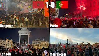 Crazy Morocco Fan Celebrations Around The World After 10 Win Against Portugal At The World Cup [upl. by London]