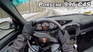 2004 Porsche 911 Carrera 4S Cabriolet  Top Down Flat 6 Winter Drive POV Binaural Audio [upl. by Llecrad166]