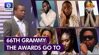 Channelstv Entertainment Correspondent Reviews 66th Grammy Awards [upl. by Aicsile]