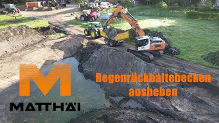 Ein Regenrückhaltebecken entsteht  Liebherr R924 OD Varrel [upl. by Aikemet]