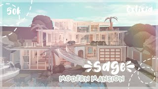 BLOXBURG  Sage 🌿 Modern Family Mansion Exterior  House Build  50k [upl. by Bysshe51]