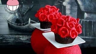 ROSE CUPCAKES Make Rose Flower Bouquet Cupcakes  A Cupcake Addiction How To Tutorial [upl. by Carlstrom]