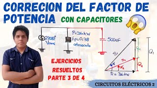 CORRECCION DEL FACTOR DE POTENCIA MONOFASICO💥 1 EJERCICIO RESUELTO Paso a PASO desde 0 😱 [upl. by Elleirb]