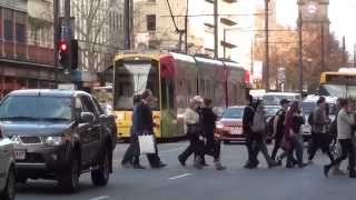 King William Street Adelaide Tram Bus People Bike Congestion June 2015 Video [upl. by Flossy484]