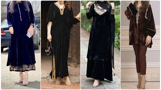 Very Elegant Velvet Dress Design Velvet Long Shirts Velvet FrockSalwar Suits Plain Velvet Dresse [upl. by Coffeng]