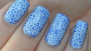 Blue Flower NailArt  nailsbyLauranl [upl. by Horsey]