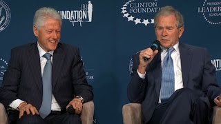 Bill Clinton George W Bush laugh and jab at one another [upl. by Carmella]