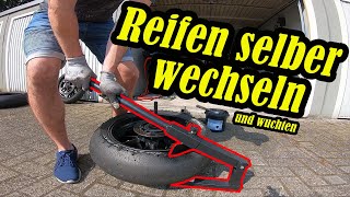 Motorrad Reifen selber wechseln und wuchten  Tutorial [upl. by Dyol]