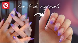 how to create aesthetic pinterest nails at home ♡ without a drill beginner friendly 4 weeks [upl. by Joab]