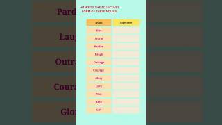 Noun to Adjective  Nouns  Adjectives  learnenglish shortvideo shorts shortsfeed english [upl. by Ecirehs]