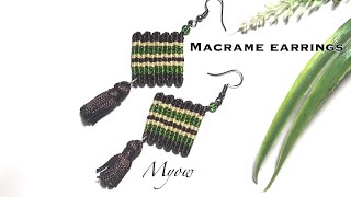 MACRAME EARRINGS  SQUARE EARRINGS WITH TASSEL  MYOW 248 [upl. by Fredi]