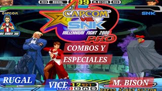 FULL PLAY con VICE Y RUGAL  COMBOS Y ESPECIALES  CAPCOM VS SNK THE MILLENIUM FIGHT PRO 2000 ps1 [upl. by Madeleine]