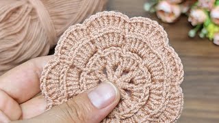 A very easy and elegant flower model knitting crochet keşfet knittinglove [upl. by Renaxela]