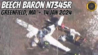 N7345R Beech Baron Training Crash [upl. by Nomrej]