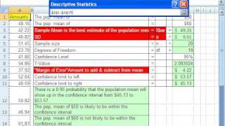 Excel Statistics 84 Confidence Interval Data Analysis Addin Descriptive Statistics [upl. by Natam]