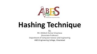 Hashing Technique by Mr Akhilesh Kumar Srivastava [upl. by Timi873]