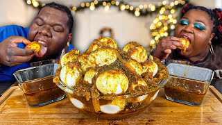 24 BOILED EGGS DRENCHED IN Bloveslife NEW SMACKALICIOUS SAUCE  MUKBANG EATING SHOW [upl. by Fenwick]