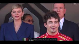 FIRST TIME MONACO NATIONAL ANTHEM ON PODIUM  HISTORICAL LECLERC WIN IN MONACO GP 2024 [upl. by Sillek836]