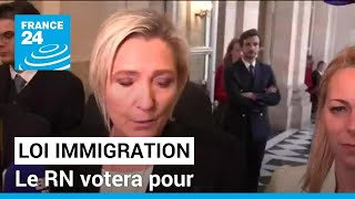 Loi immigration  le RN votera pour annonce Marine Le Pen qui revendique une quotvictoire idéologiquequot [upl. by Enoryt605]