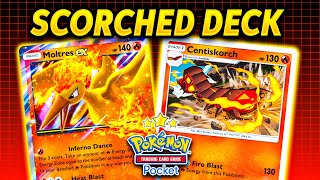 New Moltres EX Centiskorch Deck is HOT  Pokemon Pocket [upl. by Derrik697]