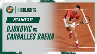 Djokovic vs Carballes Baena Round 2 Highlights  RolandGarros 2024 [upl. by Sophronia]