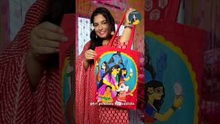 টোটে ব্যাগে দূর্গা পরিবার 🤩tote bag durga painting craftdiy totebag handpaintedyoutubeshorts [upl. by Battiste]