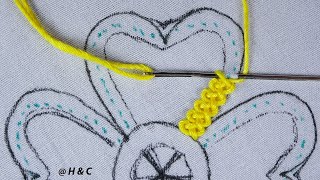 hand embroidery new easy braid stitch beautiful flower design for beginners [upl. by Aym]