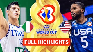 Italy 🇮🇹 vs USA 🇺🇸  Full Game Highlights  FIBA Basketball World Cup 2023 [upl. by Christis]